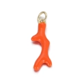 Detailopname van oranje koraal hanger met een vergulde metalen verbindingsring - Oranje-Rode Grote Koraal (YSN095-16)
