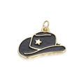 Colgante de sombrero de vaquero dorado con esmalte negro y estrella para joyería DIY - Estilo Sombrero Vaquero Estrella (YSN081-10)