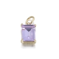 Rectangle emerald-cut purple gemstone pendant with gold four-prong setting - Purple Rectangle Gemstone Gold Base Pendant (074-07)