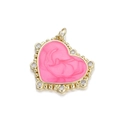 Pink marble enamel heart pendant with 14K gold plating and zircon stone accents - Pale Pink Marble Heart (080-04)