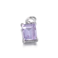 Lavender rectangle gemstone pendant with silver four-claw setting for jewelry making - Purple Rectangle Gemstone Silver Base Pendant (074-08)