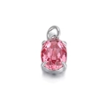 Pink oval crystal pendant in silver 4-claw setting for DIY jewelry making - Pink Oval Gemstone Silver Base Pendant (074-10)