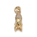 Detailopname van een gouden raket hanger met ingelegde zirkonia edelstenen - Raket Met Zirkoon (YSN091-10)