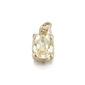 Minimalist gold-plated jewelry pendant with oval-cut pale yellow zircon gemstone - Yellow Oval Gemstone Gold Base Pendant (074-11)