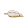 Pink enamel leaf pendant with gold plating and zircons for DIY jewelry making - Pink Feather Connector (080-07)