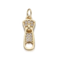 Macro-opname van 14k gouden rits-hanger met micro-pave witte zirkoon kristallen - Ritstrekker Met Zirkoon (YSN091-14)