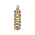 Detailopname van rechthoekige gouden hanger met maanfasen en zirkonia omlijsting - Rechthoek Maanfase Zirkoon (YSN091-15)