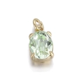 Elegant oval cut light green crystal pendant with gold plating for DIY jewelry making - Light Green Oval Gemstone Gold Base Pendant (074-13)