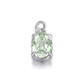 Elegant silver pendant with light green oval gemstone and four-claw setting - Light Green Oval Gemstone Silver Base Pendant (074-14)