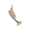 Pendentif coupe de champagne dorée serti de zircons brillants pour création de bijoux - Pendentif en Forme de Verre à Champagne (YSN090-04)