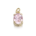 Elegant oval pink crystal pendant with golden four-prong setting for DIY jewelry - Pink Oval Gemstone Gold Base Pendant (074-15)
