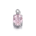 Pink faceted crystal oval pendant with silver prong setting and hanging loop accessory - Pink Oval Gemstone Silver Base Pendant (074-16)