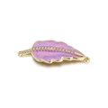 Pink leaf-shaped enamel jewelry connector with 14K gold plating and zircon inlay - Pink Inlaid Leaf (080-11)