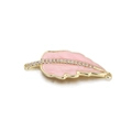 Pink leaf-shaped enamel jewelry connector with 14K gold plating and sparkling zircons - Pink Gold Leaf Connector (080-12)