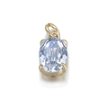 Light blue oval gemstone pendant with gold-plated four-claw setting for jewelry making - Light Blue Oval Gemstone Gold Base Pendant (074-17)