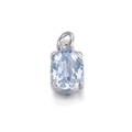 Oval light blue gemstone pendant in silver setting with classic four-prong design - Light Blue Oval Gemstone Silver Base Pendant (074-18)