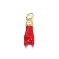 Hip hop style red enamel tooth pendant with gold plated bail for DIY jewelry - Red Gesture Pendant (080-15)