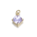 Lavender square cut crystal pendant with gold-plated four-prong setting - Light Purple Square Gemstone Gold Base Pendant (074-21)