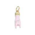 Pink enamel Mano Cornuto pendant charm with 14K gold plated textured ring detail - Pink Mano Cornuta Gesture (080-16)