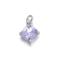 Square lavender purple gemstone pendant with silver four-prong setting for DIY jewelry - Purple Square Gemstone Silver Base Pendant (074-22)