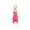 Rock hand gesture pendant in pink enamel and 14K gold plating for DIY jewelry - Dark Pink Gesture Pendant (080-18)
