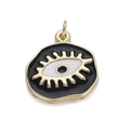 Detalle del colgante de ojo turco en oro y esmalte negro de forma orgánica - Estilo Ojo de la Suerte (YSN094-08)