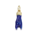 Artistic hand gesture pendant with deep blue enamel and 14K gold-plated textured loop - Dark Blue Gesture Pendant (080-19)