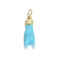 Blue Italian Mano Cornuto hand gesture pendant with 14K gold plated loop and cap - Sky Blue Gesture Pendant (080-20)