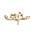 Polished gold heart and love script connector link for DIY jewelry making and crafts - Heart Letter Connector (YSN012-11)