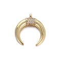 Macro detail of crescent moon pendant featuring micro-pave cubic zirconia in gold - Gold Zirconia Crescent Pendant (YSN058-2)