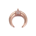 Macro shot of rose gold moon horn pendant with micro-set zircon stones in detail - Rose Gold Zirconia Crescent Pendant (YSN058-4)