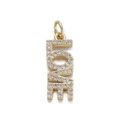 Macro detail of gold LOVE pendant with pave-set cubic zirconia for DIY jewelry - LOVE Letter Zirconia Pendant (YSN066-05)