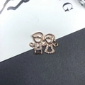 Pendentif famille de quatre en plaqué or 14K avec zircons pour la création de bijoux - Style Garçon Fille Main dans la Main Zirconium Blanc (PN020-3)