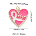 Pendentif cœur en émail rose avec texte Hope et ruban rose sur placage doré - Style Cœur Ruban Rose Hope (YSN071-01)