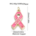 Détails des dimensions du pendentif ruban rose Hope avec cœur pour bijoux DIY - Style Lettre Hope en Émail (YSN071-03)