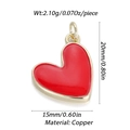 Dettaglio del ciondolo a cuore in smalto rosso e finitura dorata con misure - Bordo Rosso Cuore (75)