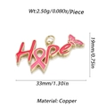 Pendentif ruban rose papillon d'espoir en cuivre doré pour la création de bijoux DIY - Style Aile de Papillon Hope (YSN071-08)