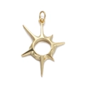 Starburst sun pendant in gold plated metal with eight-pointed rays for DIY jewelry - Sunburst Star Style