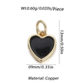 Dettaglio del ciondolo a cuore da 13 mm con smalto nero e misure della cornice dorata - Cuore Smalto Nero (52)