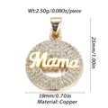 14k gold plated copper 'Mama' pendant with micro-pave zircons and 18mm round design - Round / Round Mama Style (DBN161-01)