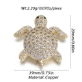 Macro shot of gold-plated copper sea turtle pendant with micro-pave cubic zirconia crystals - Micro Pave Sea Turtle (DBN161-07)