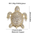 Macro view of 14k gold plated turtle pendant with dimensions and weight specs - Delicate Sea Turtle Style (DBN161-08)