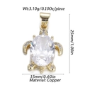 Macro detail of golden turtle pendant with zircon inlay and precise dimensions - Clear Stone Sea Turtle (DBN161-09)