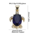 Detail of gold turtle pendant with blue gemstone and dimensions 25mm by 15mm - Blue Stone Sea Turtle (DBN161-12)
