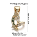 Dettaglio pendente a quadrifoglio a cuore con zirconi verdi con misure e peso indicati - Stile Astratto Strass Verde Bianco (9)