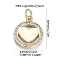 Dettaglio di un ciondolo a cuore placcato oro 14k con intarsio in zircone 18x13mm - Stile Cuore in Anello (5)