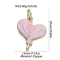 Vista macro del ciondolo a lecca-lecca a cuore placcato oro 14K con smalto rosa - Ciondolo Lecca-Lecca Rosa (240)