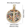 Ciondolo religioso in lega con crocifisso e zirconi multicolori 27x20mm - Stile Rilievo Croce Colorata (120-1B)