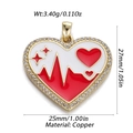 Dettaglio del ciondolo a cuore placcato oro 14K con smalto rosso e strass incastonati - Goccia Rosso Bianco ECG (225)