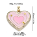 Dettaglio del ciondolo a cuore rosa in rame con cristalli e stelle dorate - Stelle Smalto Rosa da Sogno (226)